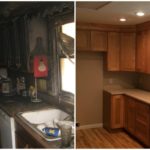 Fire damage before and after kitchen renovations